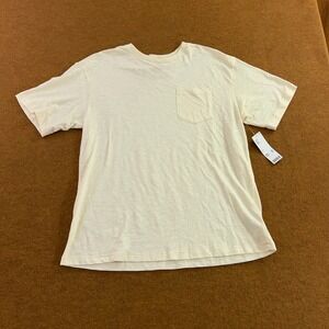 Standard Cloth Mens Small Cream Relaxed Fit Slub Pocket T-Shirt NWT *Flaw
